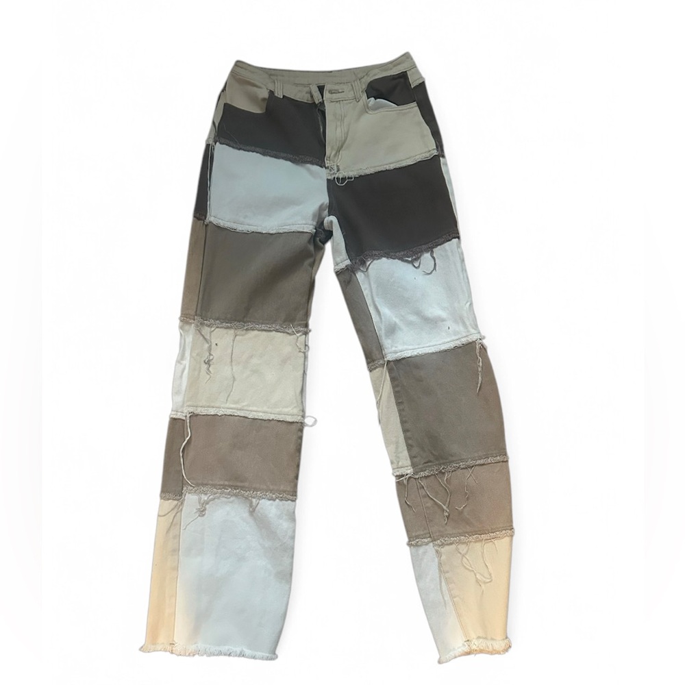 Thrifted Patchwork Cargo Pants – Earth Tones – Unisex